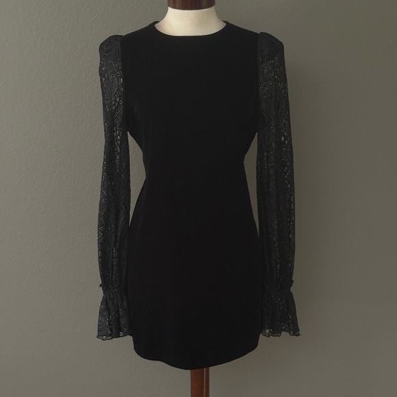The Vampire's Wife X H&M Black Velvet Lace Neo Gothic Mini Dress Sz L Halloween - Picture 3 of 15